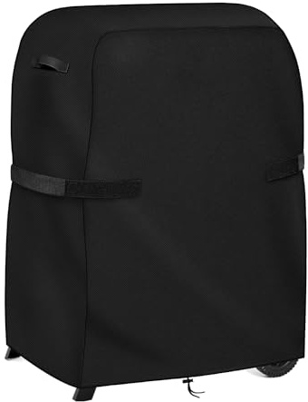 Dokon Grillabdeckung Wetterfest, Klein Grill Abdeckhaube für Weber | 420D Oxford, Wasserdicht PU-beschichtet, Winddicht mit Verstellbaren Gurten & Kordelzug, UV-Schutz, 105x49x102cm, Schwarz