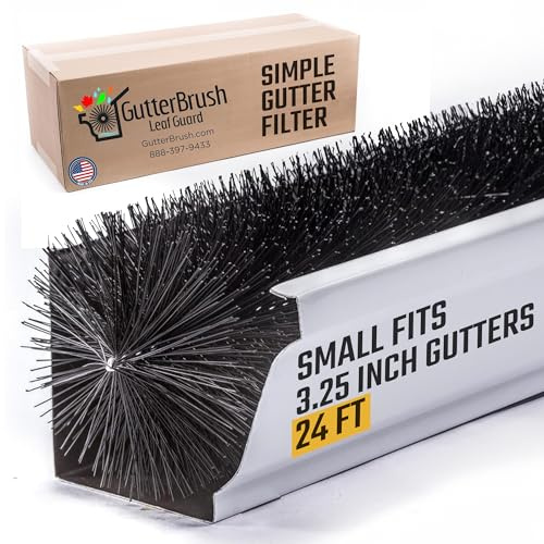GutterBrush Protezione per grondaie, diametro 9 cm, 6,1 m, filtro per foglie fai da te per piccole grondaie, senza bisogno di attrezzi, previene gli intasamenti e riduce la pulizia