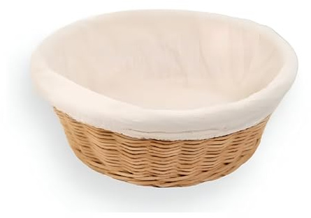 Marcel Paa - Französischer Gärkorb mit Leinenbezug rund Ø 24 cm für 750 g Teig, klein, Banneton entoilé, naturbelassenes Weidenholz