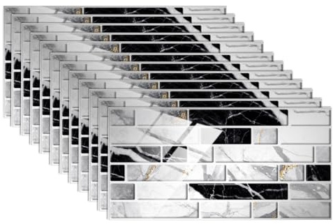 36 Stück 3D Wandpaneele Selbstklebend,10 * 20cm Imitierte Ziegelmuster Fliesenaufkleber, Mosaikaufkleber, wasserdichte selbstklebende Wandaufkleber für Bad Küche Schlafzimmer Dekoration (A*3)