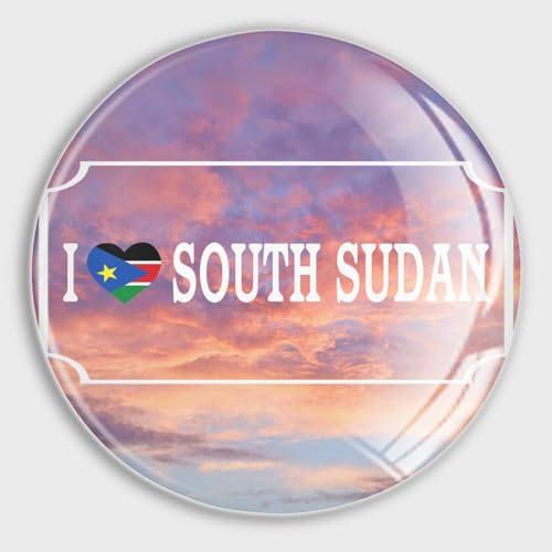 Evans1nism Glasmagnete mit Aufschrift I Love South Sudan, für Kühlschrank, Briefkasten, Auto, Metalldekoration, 4 Stück
