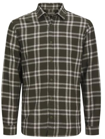 JJ REBEL Jrebchase Chemise à Carreaux Taille, Marron, S Hommes