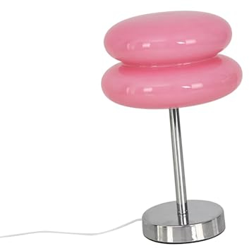 kowaku Eierkuchenlampe Glas Nachttischlampe Niedlich Retro für Schreibtischlampe Party Büro Schlafzimmer Nachttisch, ROSA