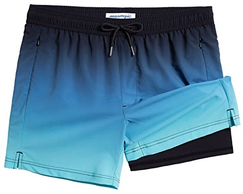MaaMgic Short de Bain pour Homme Maillot de Bain Rayée avec Poche Séchage Rapide Short de Plage pour Vacance Piscine