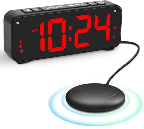 Piashow Wecker Digital für Tiefschläfer, Digitalwecker mit Große Ziffern Display, Snooze-Funktion, mit 2 Alarm, 3 Lautstärkestufen und 4 Stufen Einstellbare Helligkeit, USB-Ladung