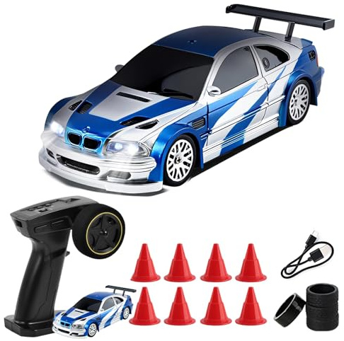 Vefacion Mini RC Drift Auto 1:43, 2,4 GHz, 15 km/h, ferngesteuert mit Licht | RC-Rennauto im Maßstab 1:43 für Drift- und Fahrspaß, mit 2,4-GHz-Fernsteuerung und Licht; Geschwindigkeit: 15 km/h