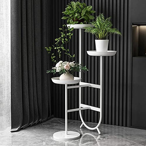 ZTZBFGM Bianca, Supporto Metallico per Piante, Scaffale Porta Piante Vasi Fiori, Portavasi in Ferro con 3 Ripiani Scaffale Portafiori per Interno E Esterno Balcone Giardino