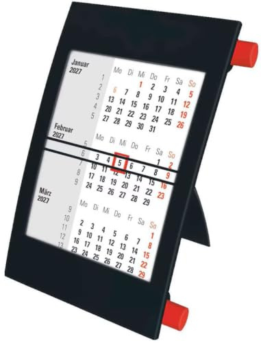 Tischkalender/Drehkalender 2027/2028 schwarz/rot