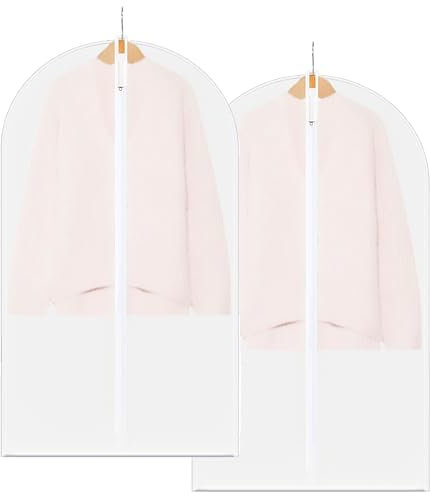 2 Stück Kleidersack Anzug,Kleidersäcke Mottensicher,Kleiderhülle,Kleiderschutzhülle,Kleiderbeutel,Kleiderhülle,Kleidersack 120,Kleidersäcke mit Reißverschluss,Transparent,Atmungsaktiver,60cm x 120cm