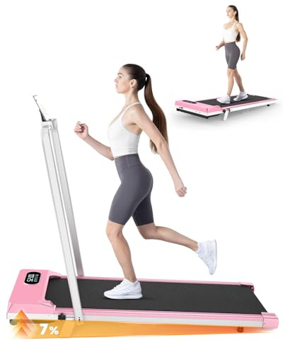HomeFitnessCode Laufband Klappbar mit Neigung - Walking Pad Laufpad für Zuhause Steigung Gehband unter Schreibtisch Band Treadmill, Rosa
