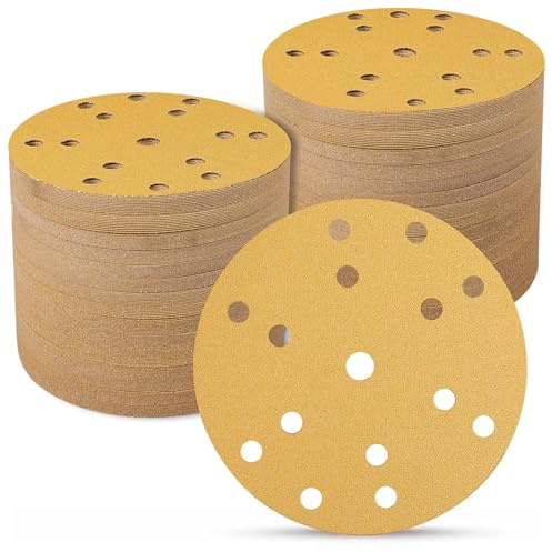 Sruhrak Schleifpapier 150mm Klett 100 Stück,10x 40/60/80/120/180/240/320/400/600/800 Körnung 6-Zoll 15 Loch Schleifscheiben 150mm klett für Exzenterschleifer und Uniflex-Schleifmaschinen