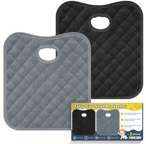 2PCS Waterproof Baby Car Seat Protectors, Car Seat Protector Potty Training Liner for Toddler Baby Kids (Grey&Black）