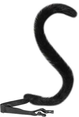 JIHUOO 80 cm großer Plüsch-Kunstfellschwanz, langer Tierschwanz, pelziger Fuchsschwanz, Halloween, Cosplay, Schwanz, Katzenkostüm, Schwanz, Fasching, Karneval, Partyzubehör, Schwarz