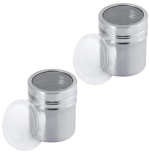 2 Stück Edelstahl Streuer,Puderzuckerstreuer Puderzuckermühle Mehlstreuer Staubzuckerstreuer Kakaostreuer Puderzuckersieb,Puderzucker Mühle für Schokolade Puderzucker Zucker Salz Kakao Mehl Kaffee