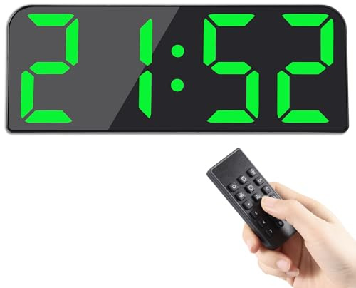 Koolertron 9,5 Zoll Digitale Wanduhr mit Fernbedienung, 3 Zoll Schriftart | Wanduhr Digital mit Timing- und Countdown Uhrzeit Datum Temperatur für Wohnzimmer Büro Gym Garagen Lagerhallen Klassenzimmer
