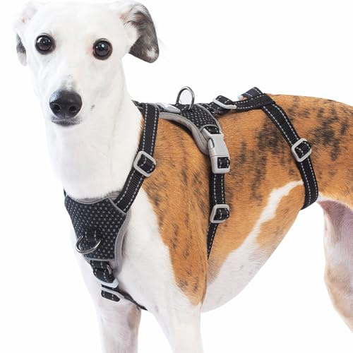 Huntboo Medium Rymningssäkert Hundsele, Anti-drag Reflekterande Hundsele, Säker 4-punktsväst för Små Djur, Lättviktig, Justerbar, för Stora Hundar vid Utomhusträning och Vandring (Svart,M)