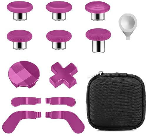 Metall Tasten Set für Xbox Elite Series 2 Controller Magnetic Joysticks Analogsticks 6 Metallbeschichtung Joysticks, 4 Paddles, 2 D-Pads, 1 Justierwerkzeug für Xbox Elite Series 2-Core (Rosenpulver)