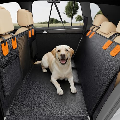 Dogat Autositzbezug für Hunde, PU-Leder, Wasserdicht & Kratzfest | Seitenschutz, Sichtfenster, starre Bodenplatte, verbreitert, Kofferraumschutz