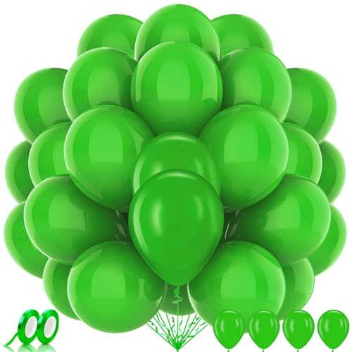 AhfuLife 100 Stück Grüne Luftballons Geburtstag, Helium Luftballons Grün, Ballon Grün Girlande für Faschings, Klassenzimmer, Hochzeit, Garten, Geburtstagsfeier, Abschlussball Deko St. Patricks