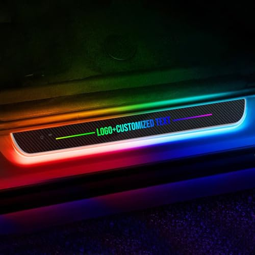 Luci per battitacco auto a LED con logo e text personalizzati, Luci di benvenuto per auto personalizzabili, Luci per pedali con rilevamento automatico wireless per tutte le auto, Regali per uomo