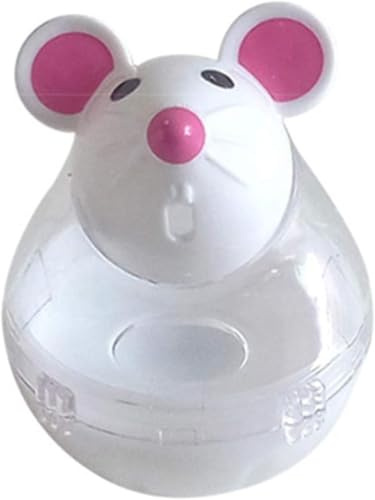 Rzcin Mouse Shape Beige Interactive Toys for Cats, Play Cat Toy Pet Cat Kitten Treat Holder Food Storage Dispenser Chew Play Toy for Indoor and Kitten Exercise Mice and Animals Toys