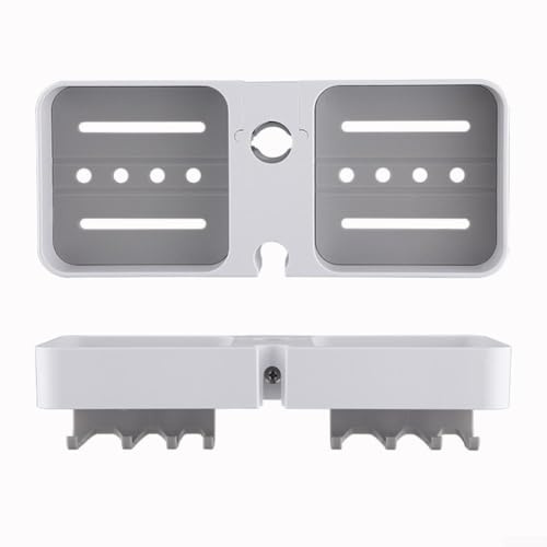 ZAMETTER Organizer portaoggetti con 8 ganci su entrambi i lati, grande capacità, per bagno, doccia, organizer multifunzione, supporto per asta per doccia, per articoli da toeletta e sapone (bianco)