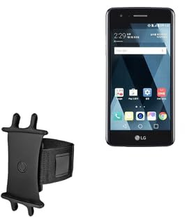 BoxWave Holster Compatible with LG X300 - ActiveStretch Sport Armband, Adjustable Armband for Workout and Running - Jet Black