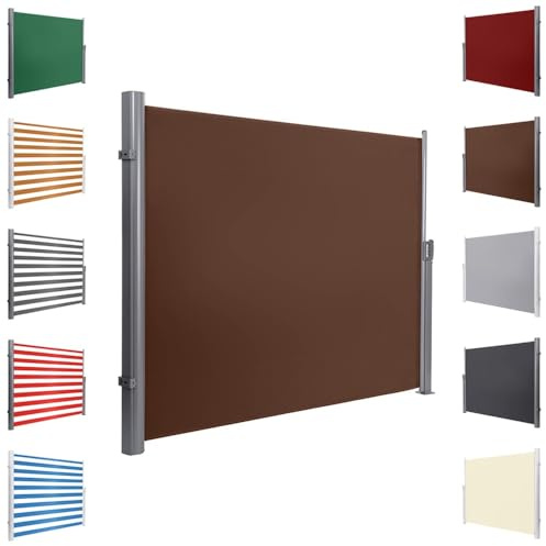 Toldo lateral retráctil, resistente a los rayos UV, divisor de ambientes plegable para patio, jardín, balcón, 180 x 500 cm, color marrón, mejora la sombra, la privacidad y el estilo al aire libre.