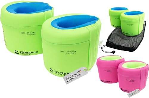 DYNAMICNORD - Ali da nuoto premium per bambini - Progettate in Germania - 15-19 kg (circa 2-3 anni) / Taglia M = 19-30 kg (circa 3-6 anni), Braccioli bambini, Ausili per il nuoto, Armbands