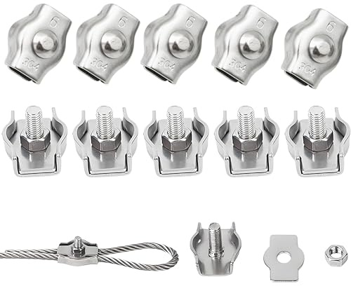huruirui M6 Drahtseilklemme Edelstahl 304 Seilklemmen Stahlseil Klemme Seilverbinder Drahtseil Stahlseil Wäscheleine Markise 10pcs