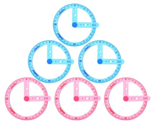 GARIOUANS 6 Pezzi Goniometro Circolare in Plastica Multifunzione Braccio Oscillante Righello di Misurazione Portatile per Studenti Strumenti per Disegno Tecnico e Progettazione