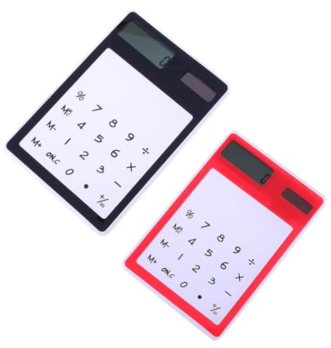 VILLCASE 2pcs Calculatrice de Base Ultra Fine en Plastique Écran Tactile, Portable et Légère, Alimentée à L'énergie Solaire, pour L'école Maison