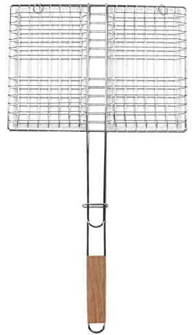 Cloimei Cesta para parrilla de barbacoa de primera calidad, de acero cromado, resistente, resistente al óxido, para cocinar pescado, verduras, carne, para cocinar con parrilla de c