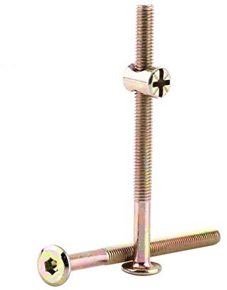 M6 Möbelschrauben 40 mm/ 60 mm/ 80 mm/ 90 mm/ 100 mm, verzinkter Karbonstahl, mit Zylindermuttern, Dübelmuttern, Steckerhalterung, 10 Stück, SPOMHNK4411
