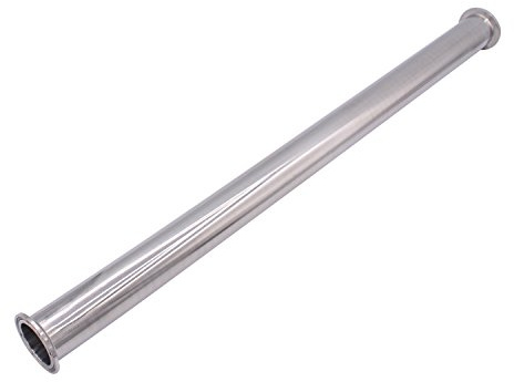 dernord Sanitär Spule Tube mit Klemme Enden, Edelstahl 304 rund, nahtlos, Stahlrohr mit 3,8 cm Tri Klemme 50,5 mm Hülse Flansch Tube Length: 24 Inch / 610MM