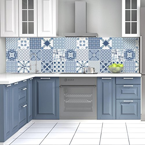 Sticker adhésifs carrelages | Sticker Autocollant Carreaux de Ciment - Autocollant carreau ciment mural salle de Bain et Cuisine 20 x 20 cm - 15 credence adhesif Azulejos