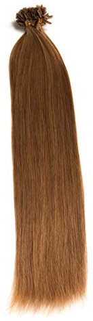 Hellbraune Keratin Bonding Extensions 100% Remy Echthaar Human Hair - 200x 1g 45cm Glatte Strähnen - Lange Haare mit Keratin Bondings U-Tip Haarverlängerung Haarverdichtung-Farbe:#12 Hellbraun