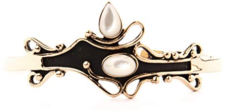 Windalf Vintage Bohemia Armreif ANORA Ø 6 cm Perlmuttzauber Armschmuck Elfenschmuck Fairytale Ornamentik Hochwertige Bronze