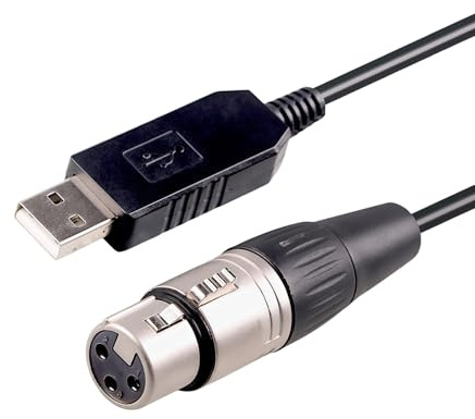 Adaptador de Interfaz USB a DMX LED DMX512 XLR Hembra Conector RS485 convertidor Nivel de señal Ordenador PC Etapa iluminación Controlador Cable