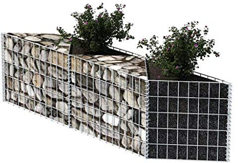 mewmewcat Gabion Basket jardinière à Gabion 120 x 30 x 50 cm pour Les Plantes de Fleurs de légumes