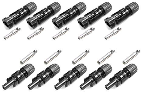 Stäubli 5 Paar MC4 Stecker & Buchsen Set für 4-6 mm² PV-KBT4/6I Kupfer | Original MultiContact PV-Steckverbinder für Solaranlagen, IP67 wasserdicht, Snap-in Verschluss, bis 30A und 1000V