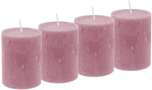 Unbekannt 4 Rustic Stumpenkerzen Kerzen Altrosa Mauve Tischdeko Party Deko Adventskerzen