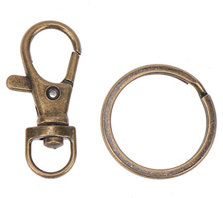 Healifty Llavero De Metal Con Mosquetón Y Anillas Divididas 60 Piezas Para Llaves Y Accesorios De Bricolaje En Aleación De Zinc Color Bronce Para Hogar Oficina Y Manualidades