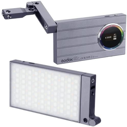 Godox M1 RGB LED Panneau Lampe, Full Color Lumière à Caméra Vidéo Lampe avec Mode de Musique, 2410 mAh Pussante Batterie au Lithium Vidéo Light de Poche, RGB Mode, CCT Mode et 15 Effets de Lumière