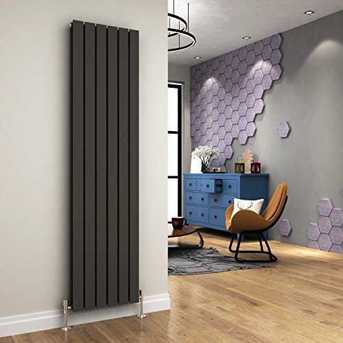 ELEGANT Vertical Flat Panel Double Column Designer Wall Radiator 1800 x 456 mm Anthracite Bathroom Heater Central Heating Perfect for Kitchen, Hallway, Living Room