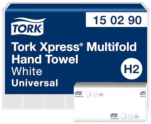 Tork Xpress kosteneffiziente Multifold-Handtücher 21 × 226 Tücher, 150290 | Weiß H2, Universal-Qualität, 2-lagig, 100 Prozent recycelte Fasern