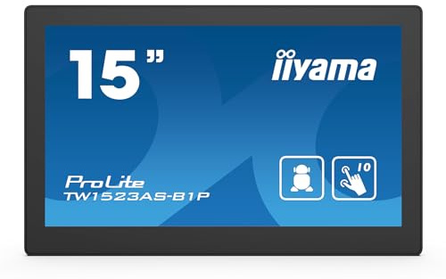 iiyama Prolite TW1523AS-B1P Écran LED Full HD 10 Points Multitouch capacitif HDMI USB 2.0 RJ45 Android OS PoE Noir 39,5 cm (15,6)