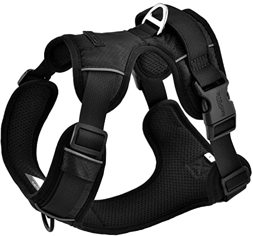 funPETic Hundegeschirr Essential - Anti-Zug Geschirr, reflektierend, gepolstert und atmungsaktiv - Brustgeschirr für mittelgroße und große Hunde (M - All Black)