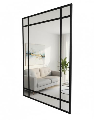 Espejo Ventana, Espejo Industrial, Estilo Danés, Aluminio Negro 120 x 80 cm