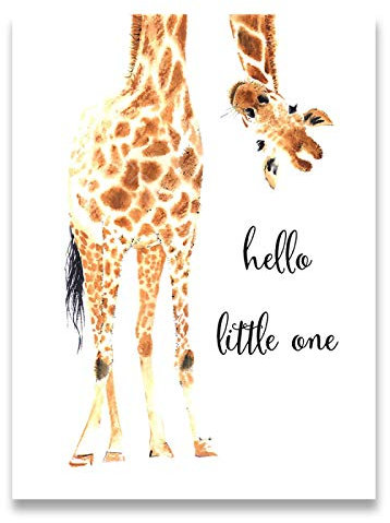 XIANGPEIFBH Leinwand Malerei Giraffe Print Hallo Little One Kinderzimmer Wandkunst Nordic Poster Bild Baby Mädchen Jungen Geschenk Kinderzimmer Dekor 30x50cm (12x20inch) Ungerahmt